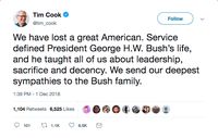 George HW Bush Meninggal, Obama sampai Bos Apple Berduka