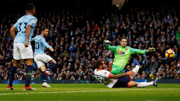 Manchester City tampil dominan di laga lawan Bournemouth.