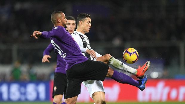 Cristiano Ronaldo mencetak satu gol di laga lawan Fiorentina.