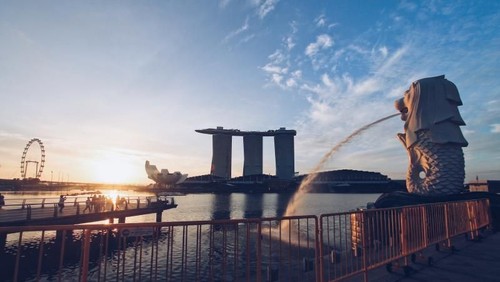 Sunrise di Merlion, Singapura