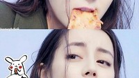 Coba tebak sajian apa yang sedang dimakan pemeran Sweet Dreams itu? Seperti sebuah gorengan, ya. Foto: Instagram dlrabadlmurat