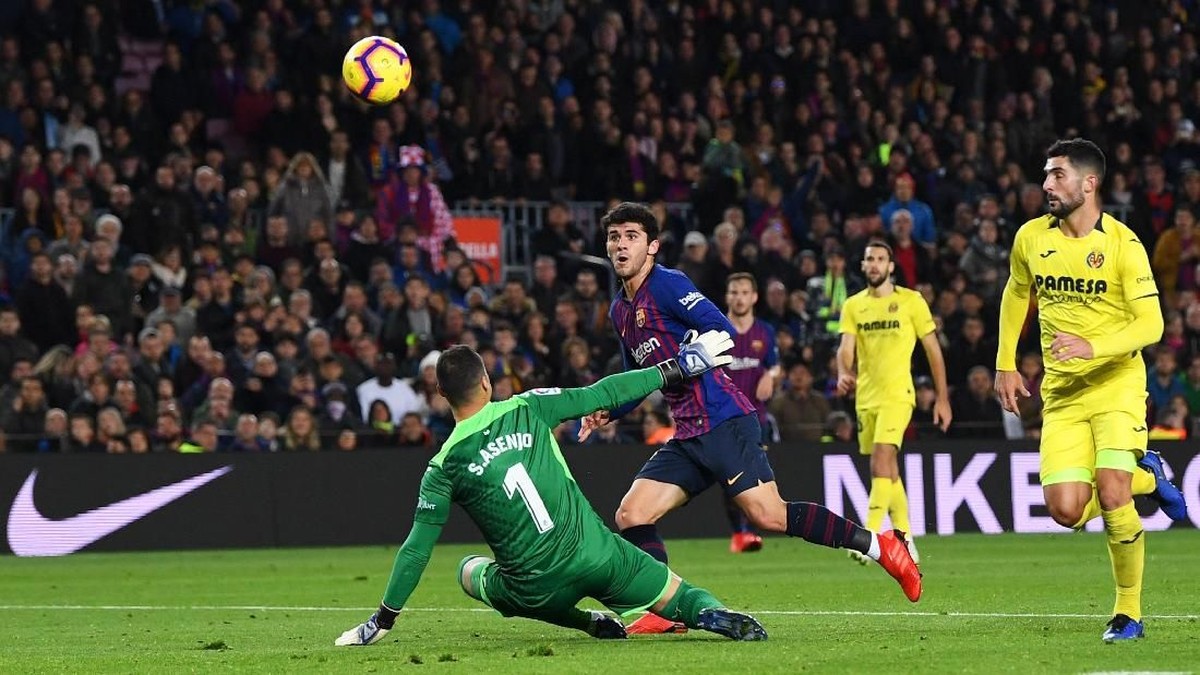 Carles Alena melesakkan satu gol dalam kemenangan 2-0 Barcelona atas Villarreal. (Foto: David Ramos/Getty Images)
