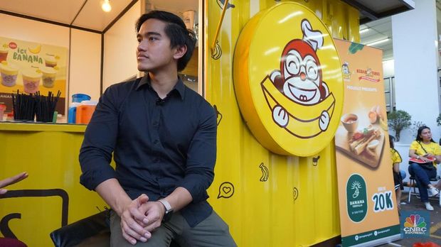 Kaesang Pangarep saat berada di acara peresmian Sang Pisang cabang ke 56 di kawangan Kemang, Jakarta Selatan (CNBC Indonesia/Fitriyah Said)