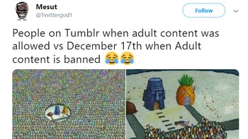 Ada juga yang menggunakan adegan kocak dari SpongeBob SquarePants. Foto: Twitter