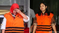 Dua perempuan eks anggota DPRD Kota Malang, Asia Iriani (berjilbab) dan Diana Yanti kembali diperiksa penyidik KPK.