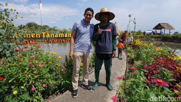 Ciaat, Ini Gaya Sandiaga Berpose di Desa Agro Lamongan