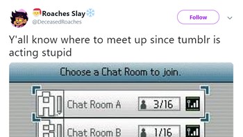 Ingin kabur dari Tumblr,  penggunanya malah diajak berkumpul di chat room zaman dulu. Foto: Twitter