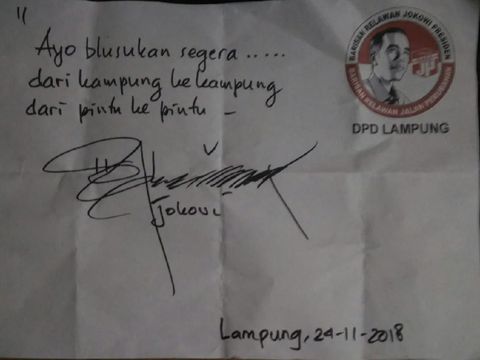 Lewat Tulisan Tangan, Jokowi Minta Relawan Blusukan ke Kampung