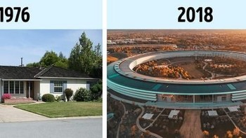 Dulu kantor Apple masih di garasi mobil, sekarang seperti pesawat luar angkasa. (Foto: Brightside)