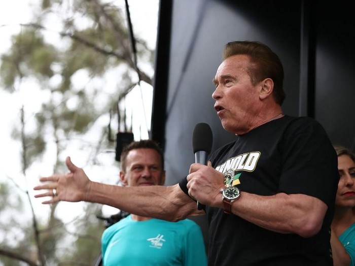 UNDATED  (FILE PHOTO): Austrian born actor and former bodybuilder Arnold Schwarzenegger poses in a bathing suit and flexes his muscles in a bodybuilding pose, circa 1980. Schwarzenegger announced on August 6, 2003 that he will run for California governor. (Photo by Hulton Archive/Getty Images)