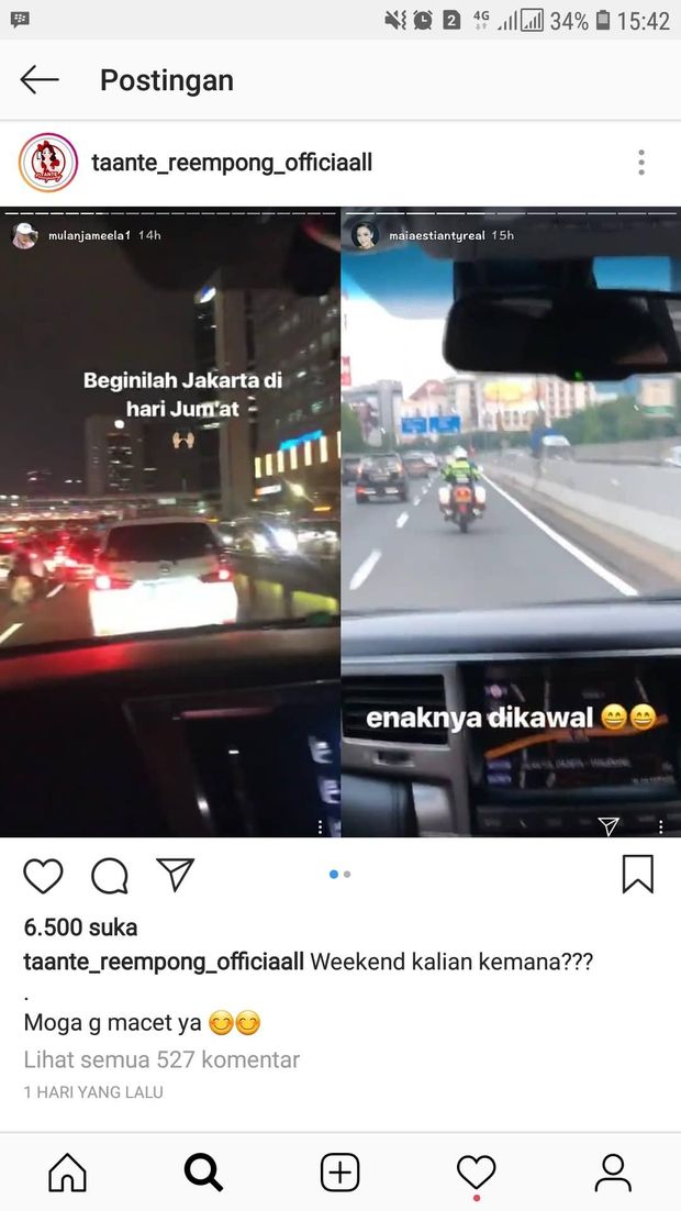 Mulan-Maia Estianty Saling Posting Keadaan di Jalan, Netizen Tak Respect