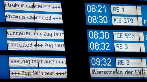 Perjalanan Kereta di Jerman Lumpuh karena Pegawai Mogok Kerja