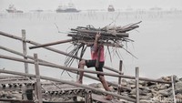 Selain sampah plastik, ada juga sampah kayu dan bambu.