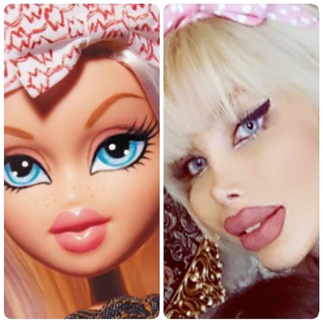 Wanita asal Iran ini diyakini melakukan operasi plastik. Wajahnya sudah tampak tidak asli lagi Foto: Instagram (@Sanaztt)