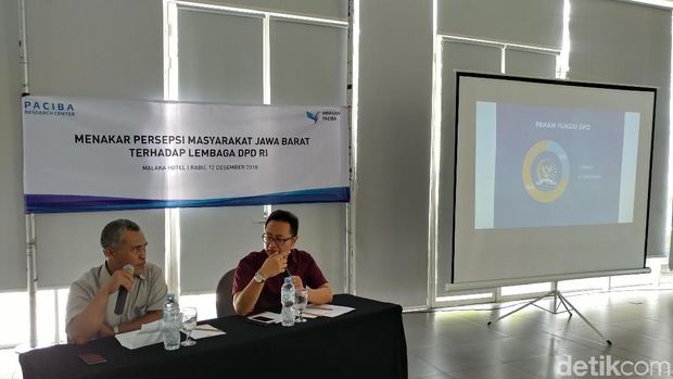 Survei Paguyuban Cinta Bangsa (Paciba) Research Center soal fungsi atau peran anggota Dewan Perwakilan Daerah (DPD) RI. (Foto: Tri Ispranoto/detikcom)