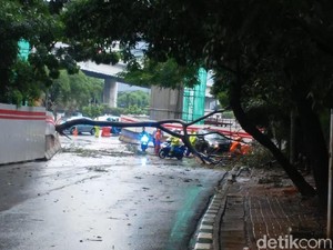 Diterjang Hujan Angin, Pohon Tumbang di Tendean