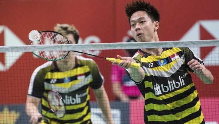 Kevin Sanjaya SUkamuljo/Marcus Fernaldi Gideon tampil sebagai juara bertahan di Indonesia Masters 2019. (Claus Fisker/Ritzau Scanpix/AFP) Kevin Sanjaya SUkamuljo/Marcus Fernaldi Gideon tampil sebagai juara bertahan di Indonesia Masters 2019. (Claus Fisker/Ritzau Scanpix/AFP)