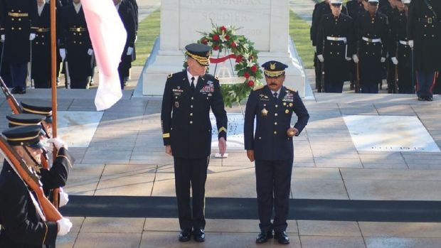 Panglima TNI Marsekal Hadi Tjahjanto di Comny Hall Fort Myer Virginia.