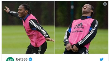 Foto Didier Drogba dicomot untuk menertawakan nasib Courtois setelah pindah ke Madrid. (Foto: Internet/Twitter)
