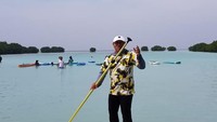 Ia bercerita soal pengalamannya saat paddling di berbagai negara. Namun yang paling berkesan salah satunya saat di Kuching, Malaysia. Pool/Dok BPJS Ketenagakerjaan.