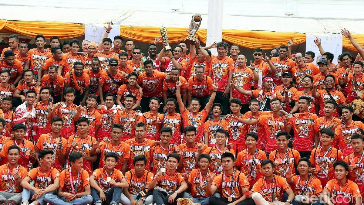Skuat Persija Jakarta yang menjuarai Liga 1 musim lalu (Rengga Sancaya/detikSport)