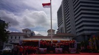 Pawai yang diikuti Jakmania ini bergerak dari GBK menuju Balai Kota dengan rute Jl Jenderal Sudirman-Jl MH Thamrin-Jl Merdeka Selatan pada Sabtu (15/12/2018).Foto: Lisye Sri Rahayu/detikcom