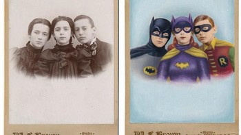 Tiga bersaudara yang diubah Gross menjadi Batman, Batgirl dan Robin. (Foto: Alex Gross)