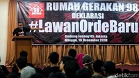 Acara yang diselenggarakan oleh Rumah Gerakan 98 itu merupakan bentuk penolakan mereka atas kampanye mengembalikan kejayaan Orde Baru yang dilakukan oleh salah satu calon presiden yang maju dalam kontestasi Pilpres 2019 mendatang.