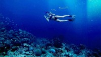 Gayanya saat berenang di Pulau Balicag, Bohol, Filipina. (catriona_gray/Instagram)