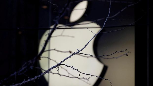 Apple FILE PHOTO: An Apple company logo is seen behind tree branches outside an Apple store in Beijing, China December 14, 2018. REUTERS/Jason Lee/File Photo