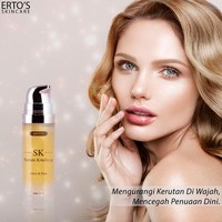 Menggandeng artis-artis papan atas untuk mempromosikan produk skin care-nya, Ertos pun dengan mudahnya dikenal di pasar kecantikan. Sejumlah produk Ertos yang difavoritkan di 2018 ini adalah Facial Treatment yang memiliki brush di ujung tabungnya serta Serum Kinclong. Ertos pun kini merilis makeup berupa cushion dan bedak.  Foto: dok. Ertos