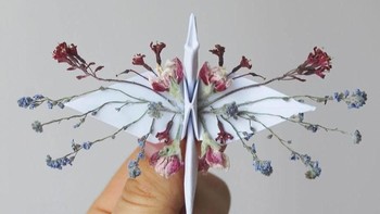 Dengan tangan kreatifnya, ia mampu menjadikan kertas oriagami menjadi rangkaian burung-burung. (Foto: Cristian Marianciuc)