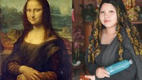 Gimana ceritanya Mona Lisa memegang pizza? Rambutnya bahkan terbuat dari susunan pete bakar. Ada ada aja, sih. Foto: Instagram farmsook_lek_lek