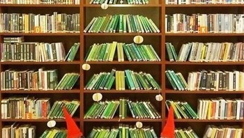Punya koleksi puluhan buku? bisa nih dicoba dibentuk bagaikan pohon natal. (Foto: boredpanda)