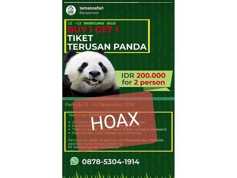 Taman Safari Bogor Kecam Hoax Promo Tiket Istana Panda