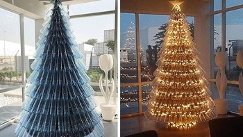 Keren! Pohon Natal ini mendaur ulang botol-botol plastik minuman. (Foto: boredpanda)