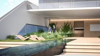 Taman berada di bagian belakang kapal, menempel kolam renang yang memanjang hingga dekat pantai pribadi. Istimewa/Dok. Mansionglobal.