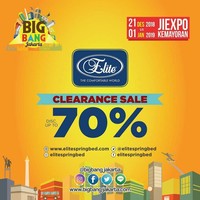 Kasur baru juga dapat ditemukan di Big Bang Jakarta 2018. Brand Elite mengadakan clearance sale dengan sale hingga 70%. Foto: Instagram @bigbangjakarta