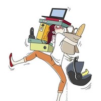 Multitasking at its best, begitulah kehidupan wanita setelah menjadi ibu. Ibu bisa mengerjakan dan membawa apapun dalam waktu bersamaan demi efisiensi waktu.Foto: Dok. nathaliejomard.com