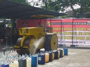 Polisi Madiun Musnahkan Miras Hasil Razia Operasi Cipta Kondisi