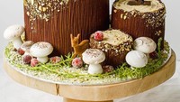 Buche de Noel yang ini punya bentuk unik. Bentuknya menyerupai sisaan batang pohong yang sudah ditebang. Foto: instagram rushyama 