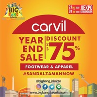 Butuh sepatu untuk Anda atau anggota keluarga? Pilihannya bisa ditemukan dari brand Carvil yang diskon hingga 75% di Big Bang Jakarta 2018. Foto: Instagram @bigbangjakarta
