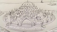 Gubernur Jawa Barat Ridwan Kamil selaku arsiteknya, mengucapkan selamat. Ia mengunggah dua foto berbeda, pertama adalah foto yang memperlihatkan Masjid Raya Sulawesi Selatan dan kedua adalah desain masjid yang memiliki 99 kubah itu (Ridwan Kamil/Facebook)