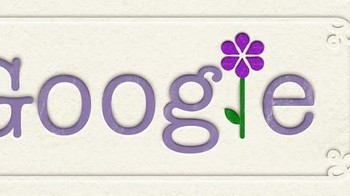 Pada 2011, Google Doodle khusus hari Ibu kembali hanya mengganti huruf l pada Google, kali ini dengan setangkai bunga. Foto: Google