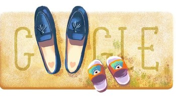 Pada 2016, Google menampilkan doodle untuk Hari Ibu yang sederhana, dengan menempatkan sepasang flat shoes sebagai pengganti dua huruf o. Foto: Google