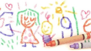 Google merombak doodle-nya untuk Hari Ibu 2012 dari yang bertema bunga di tahun-tahun sebelumnya menjadi gambar menggunakan krayon. Foto: Google