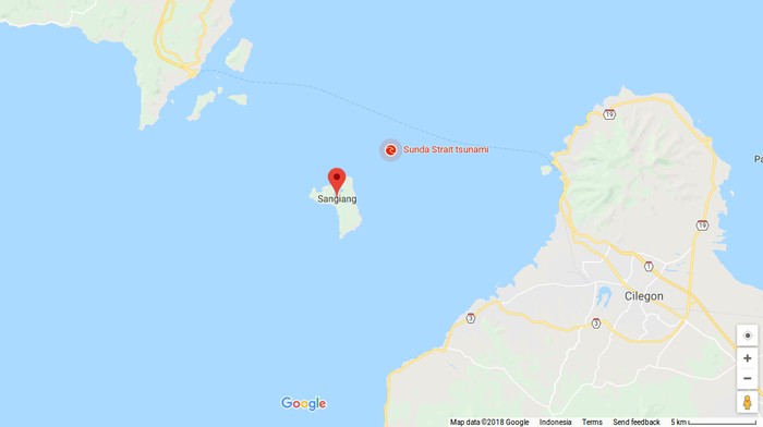 Pulau Sangiang di Selat Sunda (Google Maps)