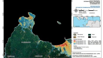 Kalau foto satu ini menggambarkan potensi daerah terdampak di sekitar Panimbang dan Cigeulis, Provinsi Banten. Foto: Dok. LAPAN