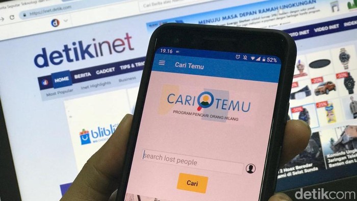 Halaman muka aplikasi Cari Temu. Foto: Adi Fida Rahman/detikINET