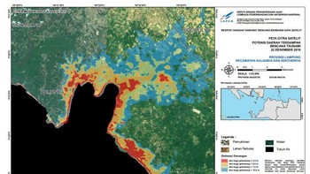 Sedangkan ini wilayah Lampung lainnya, tepatnya di Kalianda. Terlihat potensi daerah terdampak tsunami selat Sunda yang begitu parah. Foto: Dok. LAPAN